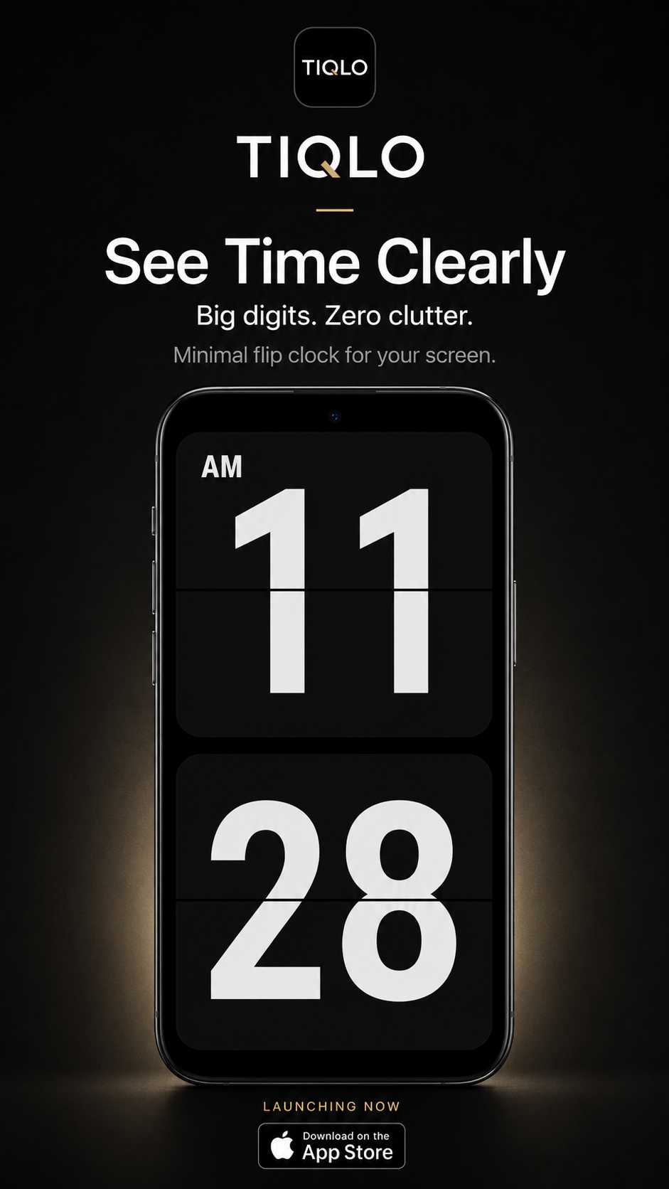 Tiqlo flip clock with large clear digits